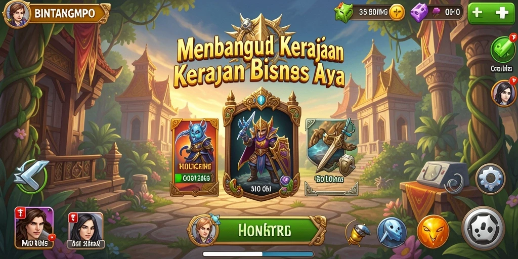 Tampilan gameplay yang menarik dalam BINTANGMPO, penuhi dengan strategi bisnis.