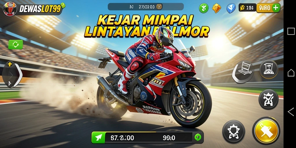 Gameplay mendebarkan di lintasan balap motor DEWASLOT99.