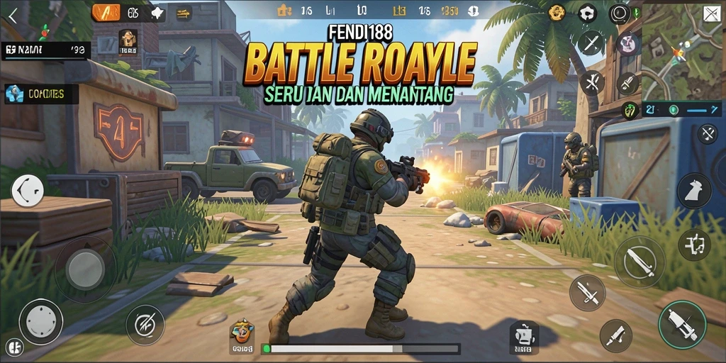 Screenshot gameplay FENDI188 menampilkan aksi Battle Royale yang intens.
