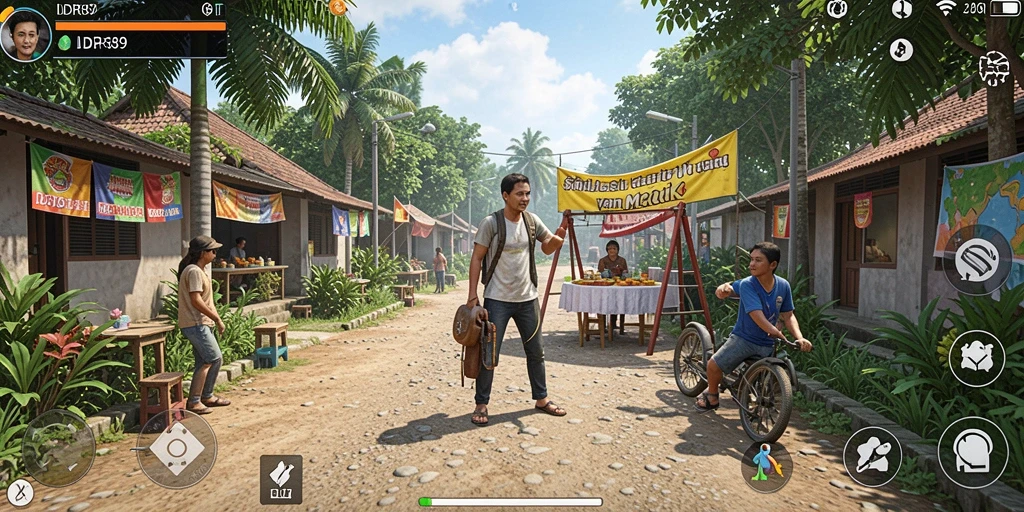 Screenshot gameplay IDR89 yang menampilkan interaksi karakter dalam dunia simulation.