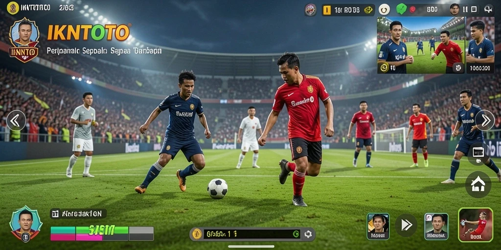 Tangkapan layar gameplay <strong>IKNTOTO</strong> yang menunjukkan aksi seru di lapangan sepak bola.