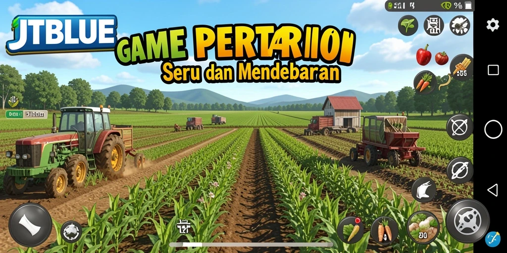 Screenshot gameplay JTBLUE yang menampilkan keindahan pertanian.