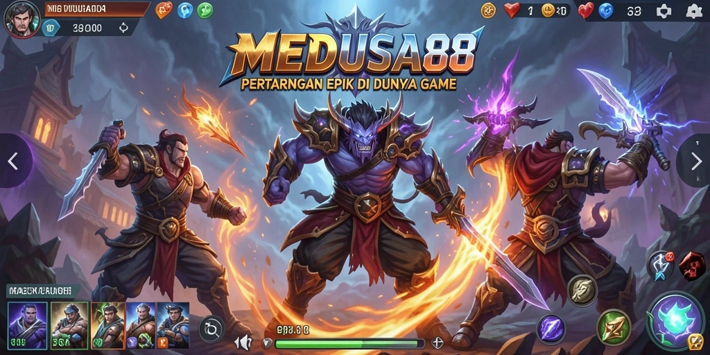 Tampilan gameplay MEDUSA88 yang mendebarkan dan penuh aksi.
