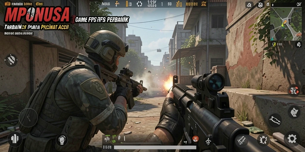Screenshot gameplay MPONUSA menampilkan pertempuran intens dengan grafis menawan.