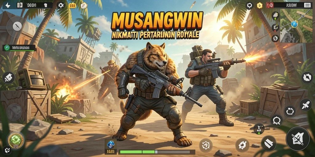Gameplay seru MUSANGWIN dalam pertarungan Battle Royale yang mendebarkan.