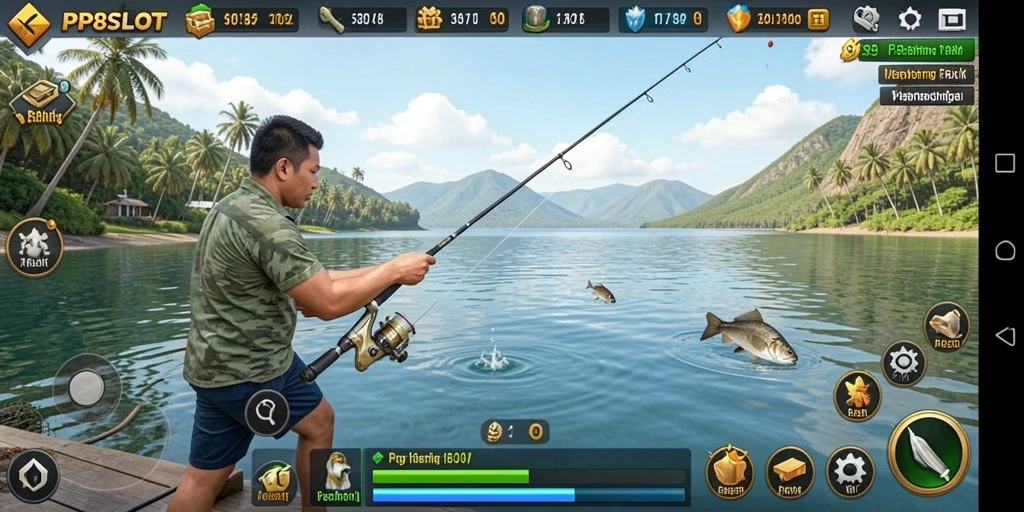 Screenshot gameplay PP8SLOT menampilkan serunya aktivitas memancing.