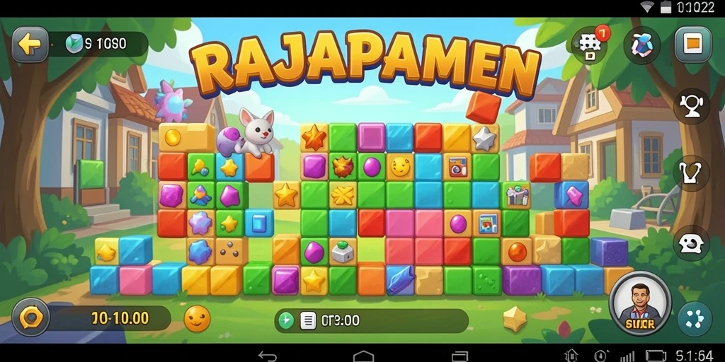 Tangkapan layar RAJAPAMEN menampilkan gameplay teka-teki yang menarik.