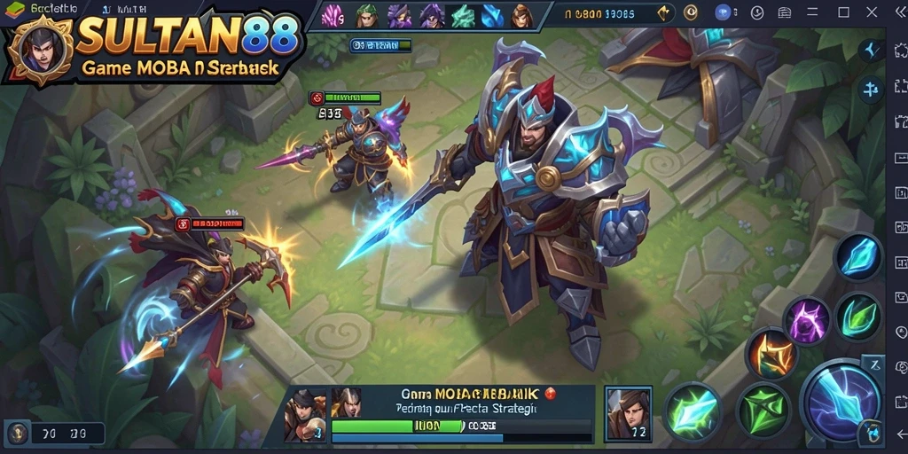Screenshot gameplay SULTAN88 yang menampilkan pertempuran seru antara dua tim.
