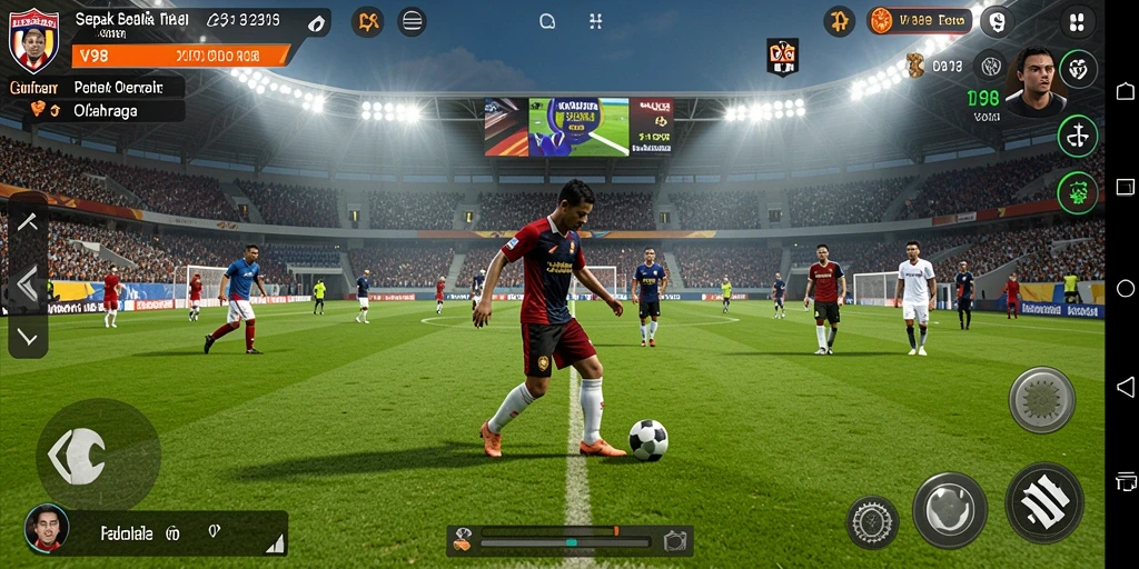 Tampilan gameplay menarik dari game sepak bola V98 yang seru.