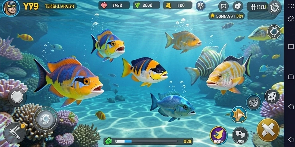 Screenshot gameplay Y89 menampilkan aksi menembak ikan yang seru.